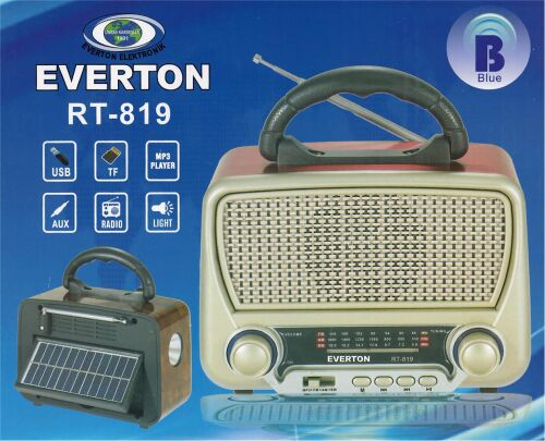 Everton Rt-819 (Solar Güneş Panelli) Bluetooth Fm-Usb-Tf Card-AUX Şarjlı Nostaljik Radyo El Feneri - 1