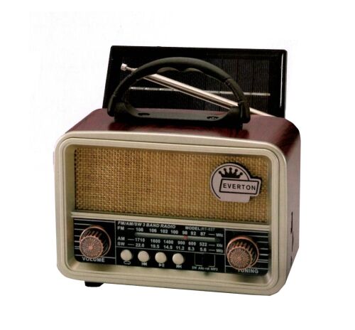 Everton RT-827 Bluetooth-USB-SD-FM Şarjlı Nostaljik Radyo (Solar Güneş Panelli) - 1