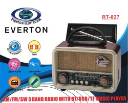 Everton RT-827 Bluetooth-USB-SD-FM Şarjlı Nostaljik Radyo (Solar Güneş Panelli) - 2
