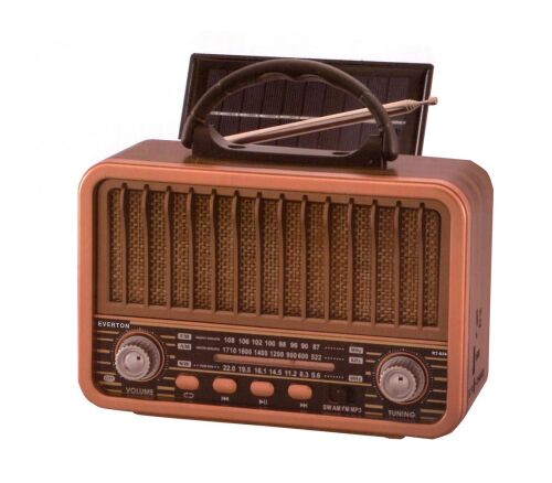 Everton Rt-834 Bluetooth Radyo-TF card-usb-Kumandalı Nostaljik Radyo Solar Güneş Panelli - 1
