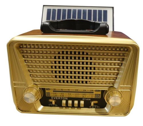 Everton Rt-836 Bluetooth Fm-Usb-Tf-Aux Solarlı Şarjlı Nostaljik Radyo - EVERTON