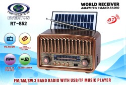 Everton Rt-852 Bluetooth Fm-Usb-Tf-Aux Şarjlı Nostaljik Radyo Güneş Panelli - 1