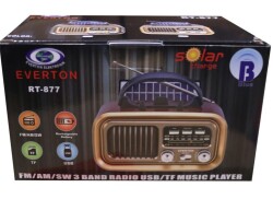 Everton Rt-877 Güneş Enerji Panelli Bluetooth Fm-Usb-Tf-Aux Şarjlı Nostaljik Radyo - 1