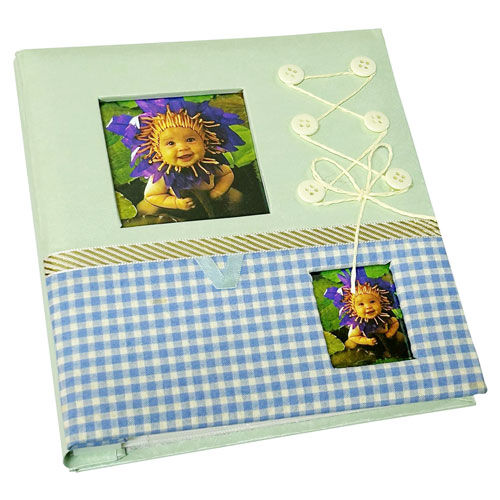 Fiyonklu Düğmeli 60'lık Fotoğraf Albümü 13x18cm - Mavi - OFİSOMİ-S