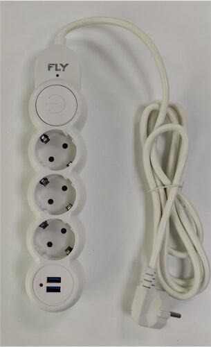 Fly 3393-01 3lü 2mt 2.1A Anahtarlı 2Usb Şarj Çıkışlı Akım Korumalı 2500w - FLY (1)