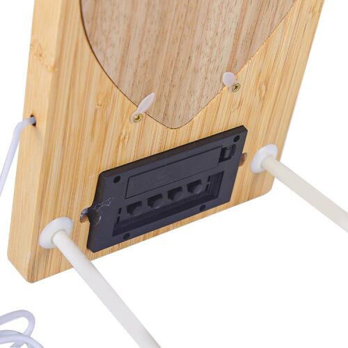 Fotoğraflı Led Işıklı Kapli Sihirli Ayna Bambu Saat Takvim Çerçeve - 4