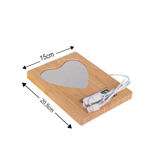 Fotoğraflı Led Işıklı Kapli Sihirli Ayna Bambu Saat Takvim Çerçeve - 7