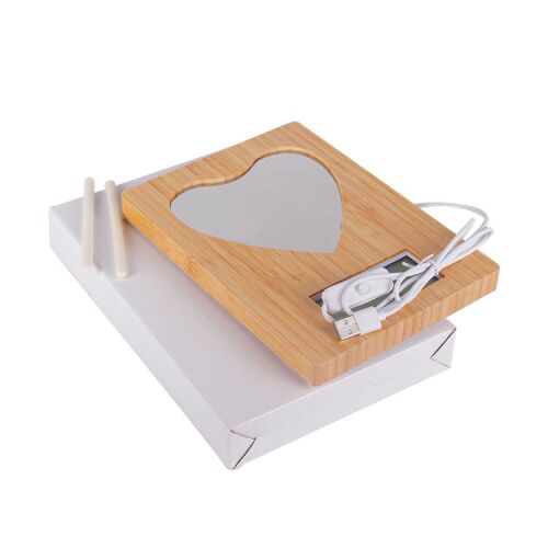 Fotoğraflı Led Işıklı Kapli Sihirli Ayna Bambu Saat Takvim Çerçeve - 8