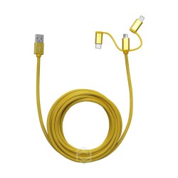 Frisby FA-7556UC Örgülü 3mt USB Data - Şarj Kablo (iOS-Android-Type-C) Sarı - 1