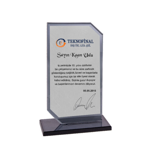 Füme Kristal Cam Plaket - OFİSOMİ-T (1)