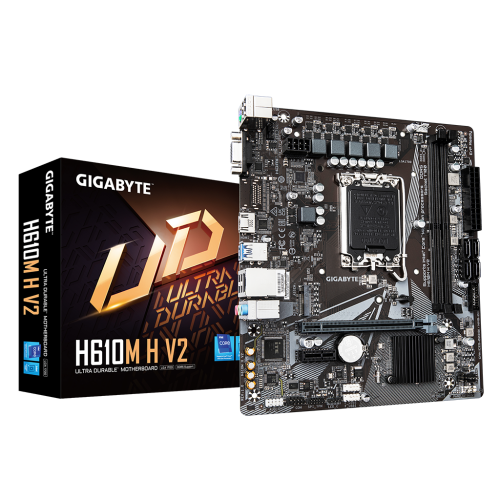 GIGABYTE H610M H V2, rev.1.0, 2xDDR5, M.2, D-SUB, HDMI, 12-13.14.Nesil, LGA1700 Soket, Anakart - Gigabyte