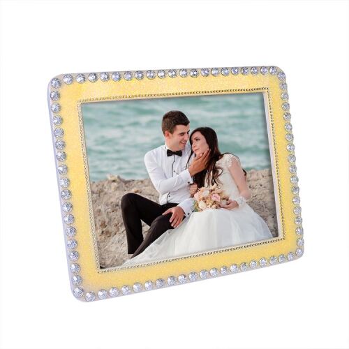 Gold Simli Taşlı Fotoğraf Çerçevesi - 21x26cm - 2