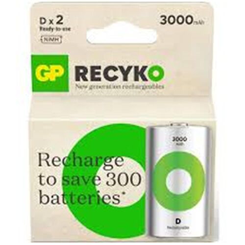 Gp 3000 mAh Büyük Boy Şarjlı Pil 2 li Paket D Boy GP300DHCR21-2TLB2 - 1