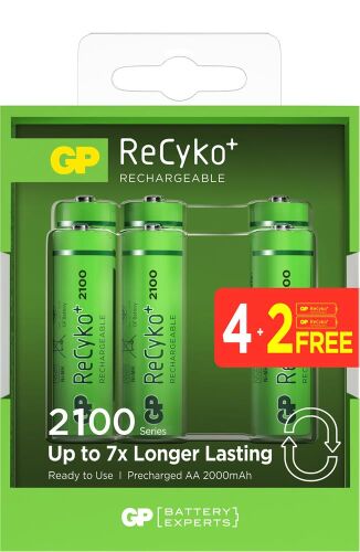 GP AA 2000 mAh Pro Şarjlı Kalem Pil 4+2li Paket Paket GP210AAHCBR21-2GVPTLB6 - 1