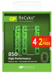 Gp AAA 850 mAh Şarjlı İnce Kalem Pil 4+2'li Paket Recyko GPHCH83BOK - 1