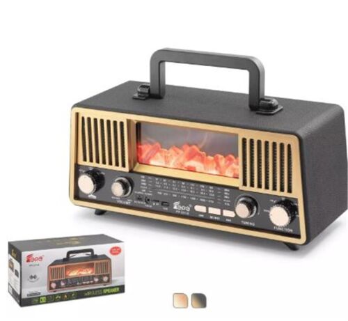 HADRON FP331S Bluetooth Nostaljik Hoparlör FM RGB Alev Efektli Solar Panelli - Siyah - HADRON