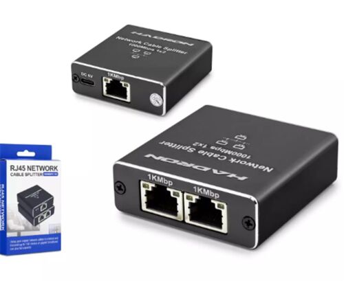 Hadron Hdx1347 100mt Network Splitter Gigabit Rj45 1000Mbps 1-In 2-Out Siyah - HADRON