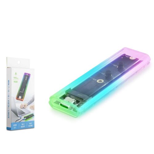 Hadron Hdx1770 Ssd Kutu Type-C3.1 Nvme + Ngff M2 10Gbps Rgb Transparent - HADRON