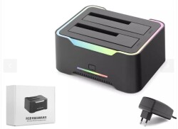 Hadron Hdx1790 HDD Docking – USB 3.0, 2.5 & 3.5 HDD-SSD, 8TB Destekli RGB Siyah - 1