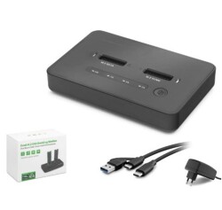 HADRON HDX1796 Dual M.2 SSD Disk Docking Station NVMe-SATA Çapraz Klonlama Destekli - Siyah - 1