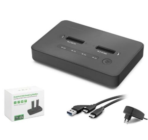 HADRON HDX1796 Dual M.2 SSD Disk Docking Station NVMe-SATA Çapraz Klonlama Destekli - Siyah - HADRON