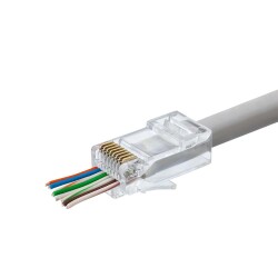 Hadron Hdx5030 100lü Cat6 Konnektör Ez Rj45 Paket Şeffaf Yeni Nesil Delikli - 1