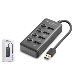 Hadron HDX7048 USB Hub 2.0 480Mbps 4x USB-A 4 Port Switch’li Çoklayıcı Siyah - 1