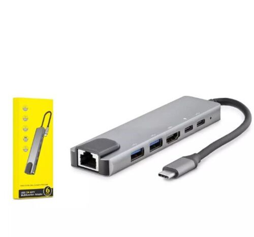 HADRON HDX7791 TYPE-C HDTV COMBO HDMI 4K 30HZ + 2-TYPE-C + 2-USB3.0 + LAN 6IN1 GRİ - 1