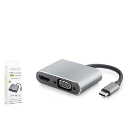 HADRON HDX7838 TYPE-C TO HDTV HDMI 4K 30HZ + VGA 2IN1 GRİ - 1