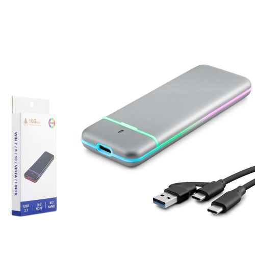 Hadron M2 Hdx1774 Ssd Kutu Type-C3.1 + Usb3.0 Nvme + Ngff M2 Chip Rtl9210B Gri - NODAR