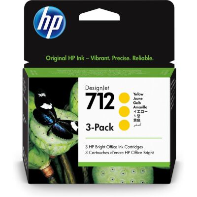 HP 712 Yellow Sarı 29ML 3Lü Paket Plotter Kartuşu 3ED79A - 1