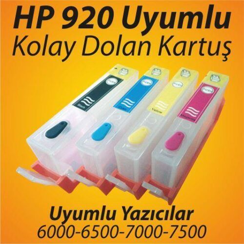 Hp 920 Uyumlu Kolay Dolan Kartuşlar (Dolu 4 Adet Kartuş) - İTHAL-MUADİL (1)