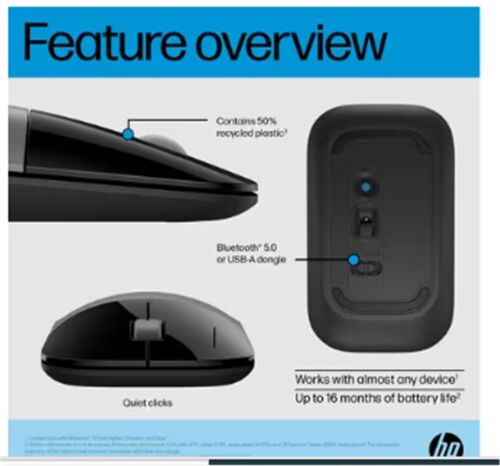 HP Z3700 758A9AA Bluetooth 2.4GHz 1600DPI Silver Wireless Optik Mouse - HP (1)