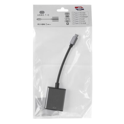 Hytech HY-USBC53 1080P Metal Type-C to VGA Adaptör - 1