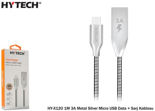 Hytech HY-X120 1M 3A Metal Silver Micro USB Data - 1