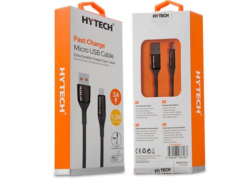 Hytech HY-X250 3A Micro Usb 1,2m Siyah Data + Sarj Kablosu - 1