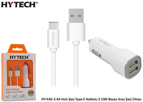 Hytech HY-X46 3.4A Hızlı Şarj Type-C Kablolu 2 USB - HYTECH