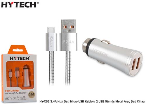 Hytech HY-X62 3.4A Hızlı Şarj Micro USB Kablolu 2 - 1