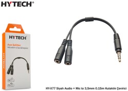 Hytech HY-X77 Siyah Audio + Mic to 3,5mm 0.15m Kul - 1