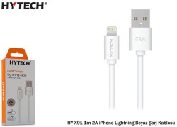 Hytech HY-X91 1m 2A iPhone Lightning Beyaz Şarj Kablosu - 1