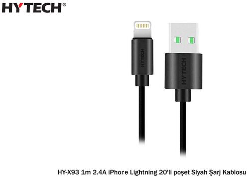 Hytech HY-X93 1m 2.A iPhone Lightning Şarj Kablosu Siyah - 1