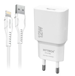 Hytech HY-XT50M 12W 5V 2.4A Micro USB Kablolu Beyaz Kablo + Ev Şarj Adaptör - 1