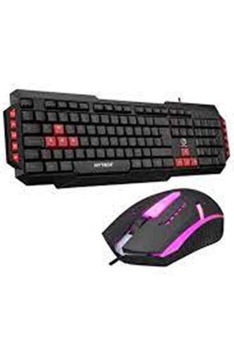 Hytech HYK-46 COMBO Siyah USB Kırmızı Tuşlu Q Gaming Oyuncu Klavye +mouse set - 1