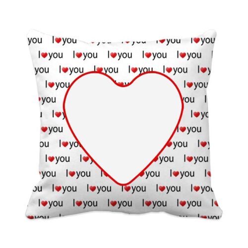I Love You Kalp Desen Sublimasyon Yastık Kılıfı - OFİSOMİ-T (1)