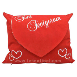 İçerisine Fotoğraf Konulabilen Kare Mektup Yastık Kılıfı - 1