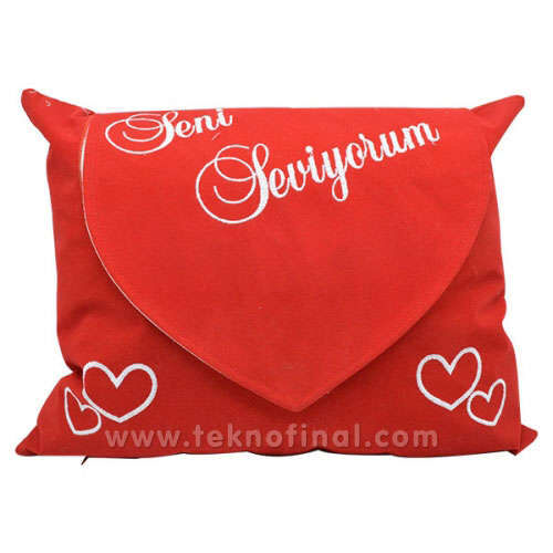 İçerisine Fotoğraf Konulabilen Kare Mektup Yastık Kılıfı - 1