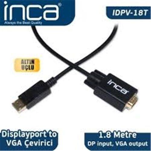 Inca IDPV-18T Displayport To Vga Kablo 1.8mt - INCA
