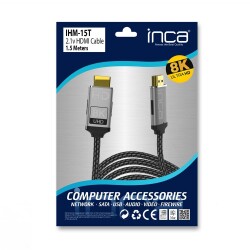 Inca IHM-15T 1.5mt 2.0 Altın Uç Örgülü Kablo Hdmı To Hdmı Kablo 8K 2.1V ( 7680 × 4320 8K) - 2