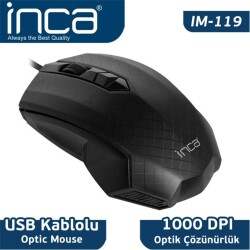 Inca IM-119 Usb Siyah Optik Mouse (Kablo Uzunluğu 150 cm ) - 1