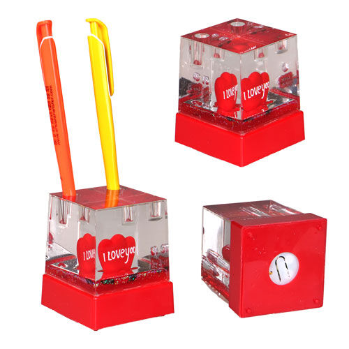 Işıklı Müzikli Kalemlik Küp Kar Küresi - OFİSOMİ-S (1)